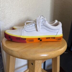 Vans Low Top Sneakers Off The Wall Red Orange White Casual Mens Size 10